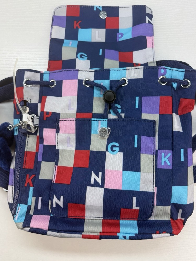 Kipling Kaylin Mini Backpack NWT Multicolor Kipling Cubed Monkey Charm