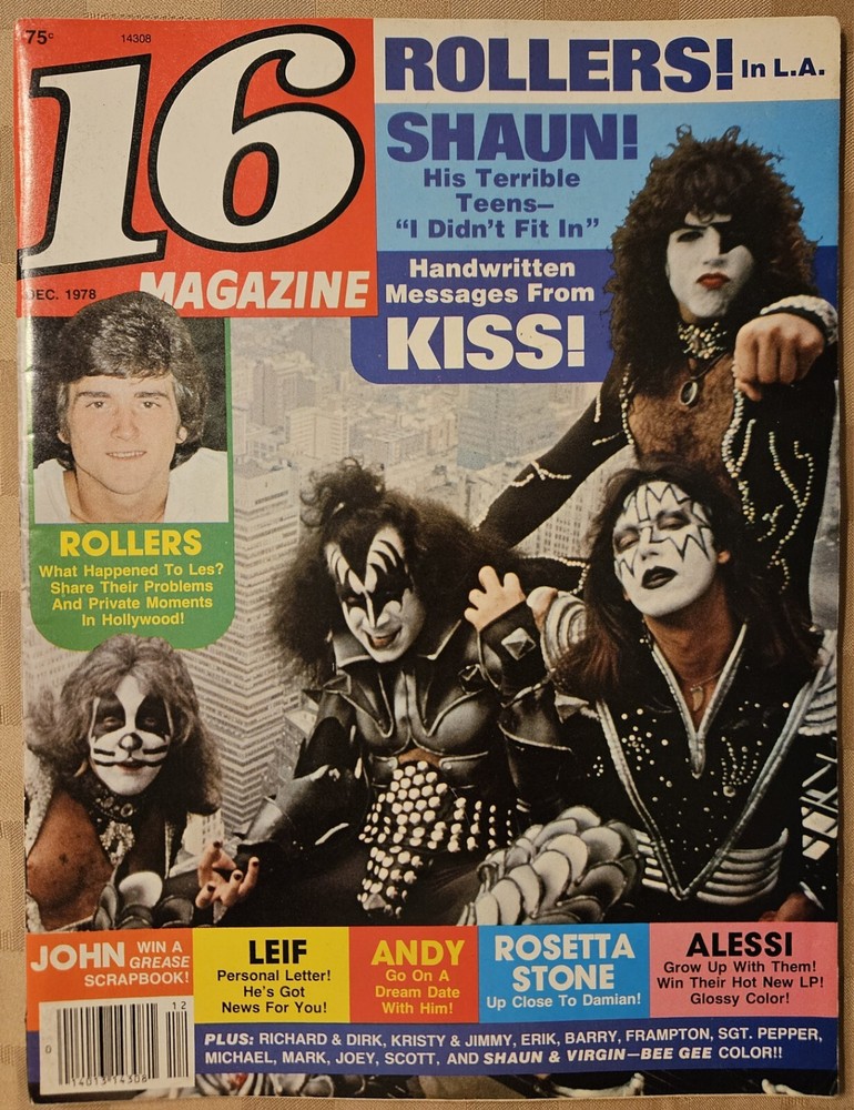 16 Magazine December 1978 KISS, ROLLERS, GARRETT, GIBB