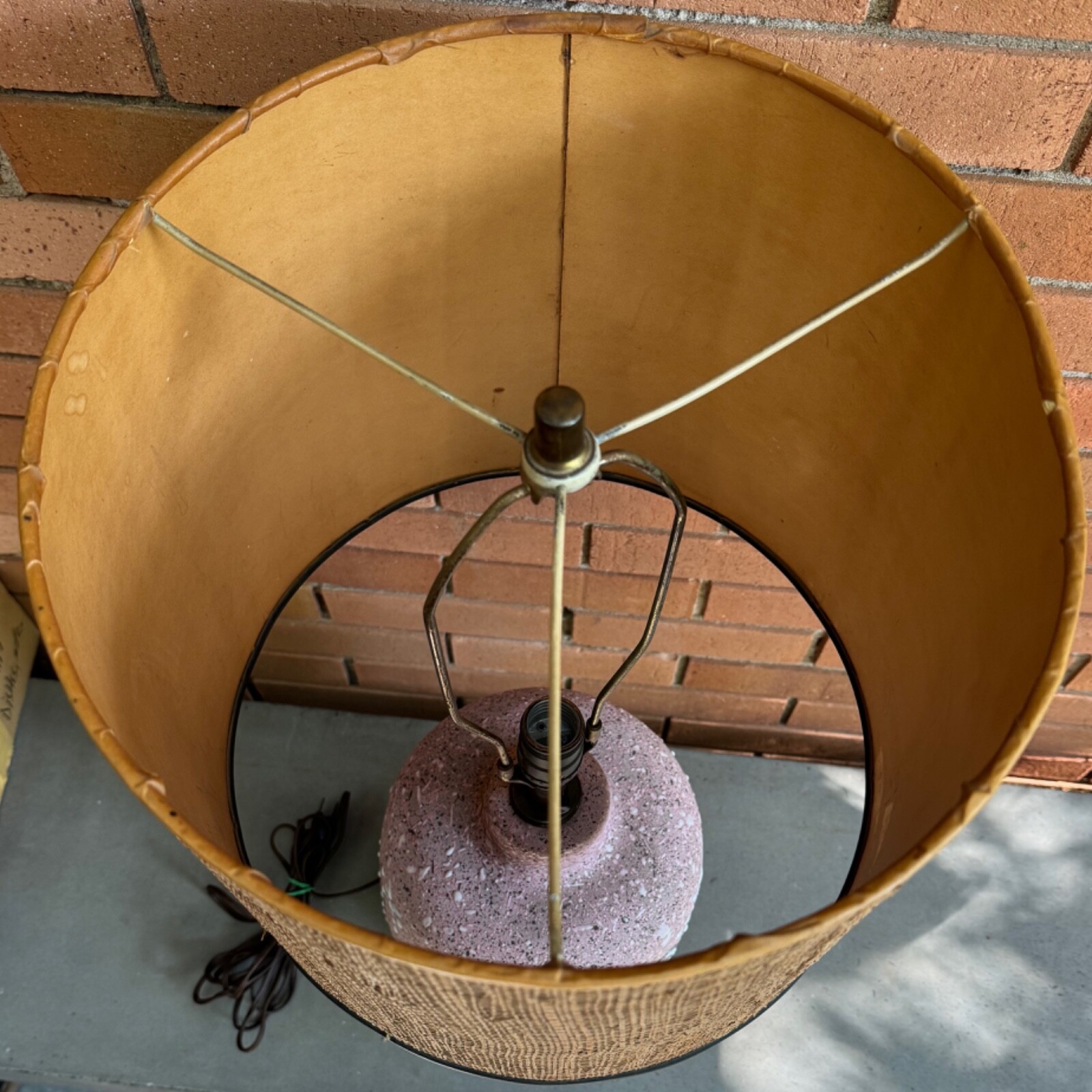 Vintage 50s Atomic Era Pottery Lamp Mid Century MCM Modern Lighting Pink Brown