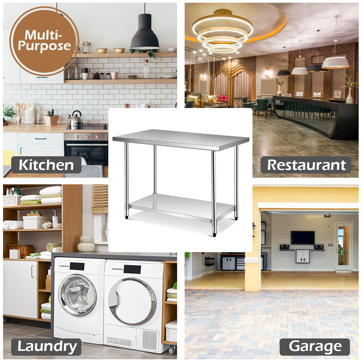 30" x 48" Stainless Steel Food Prep & Work Table Commercial Kitchen Table Silver