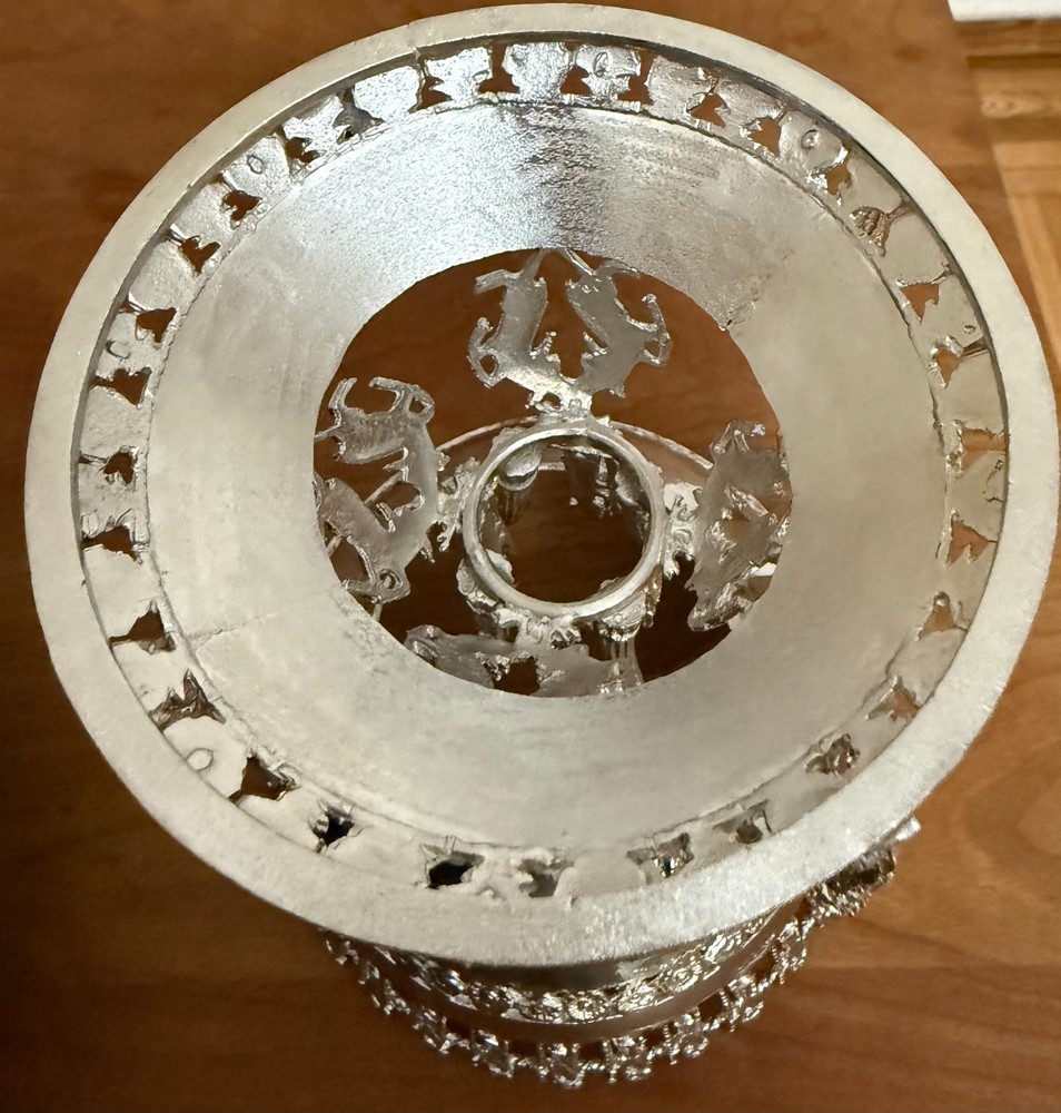 Large Middle Eatern 900 Silver Footed Bowl Marked 672 gr
