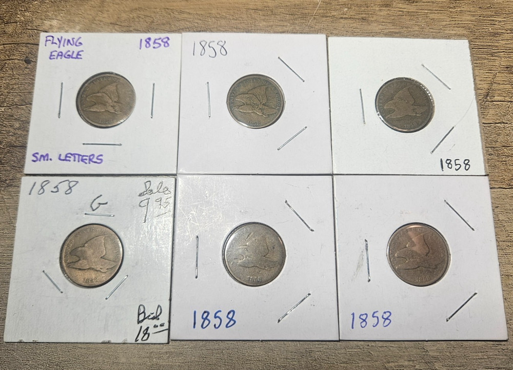 1858 1C Large Letters Flying Eagle Cent