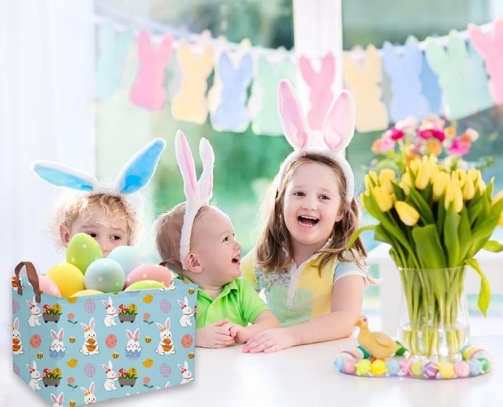 DDBASKET Rectangular Easter Basket Kids Gift Baskets Empty Baby Basket for Bo...