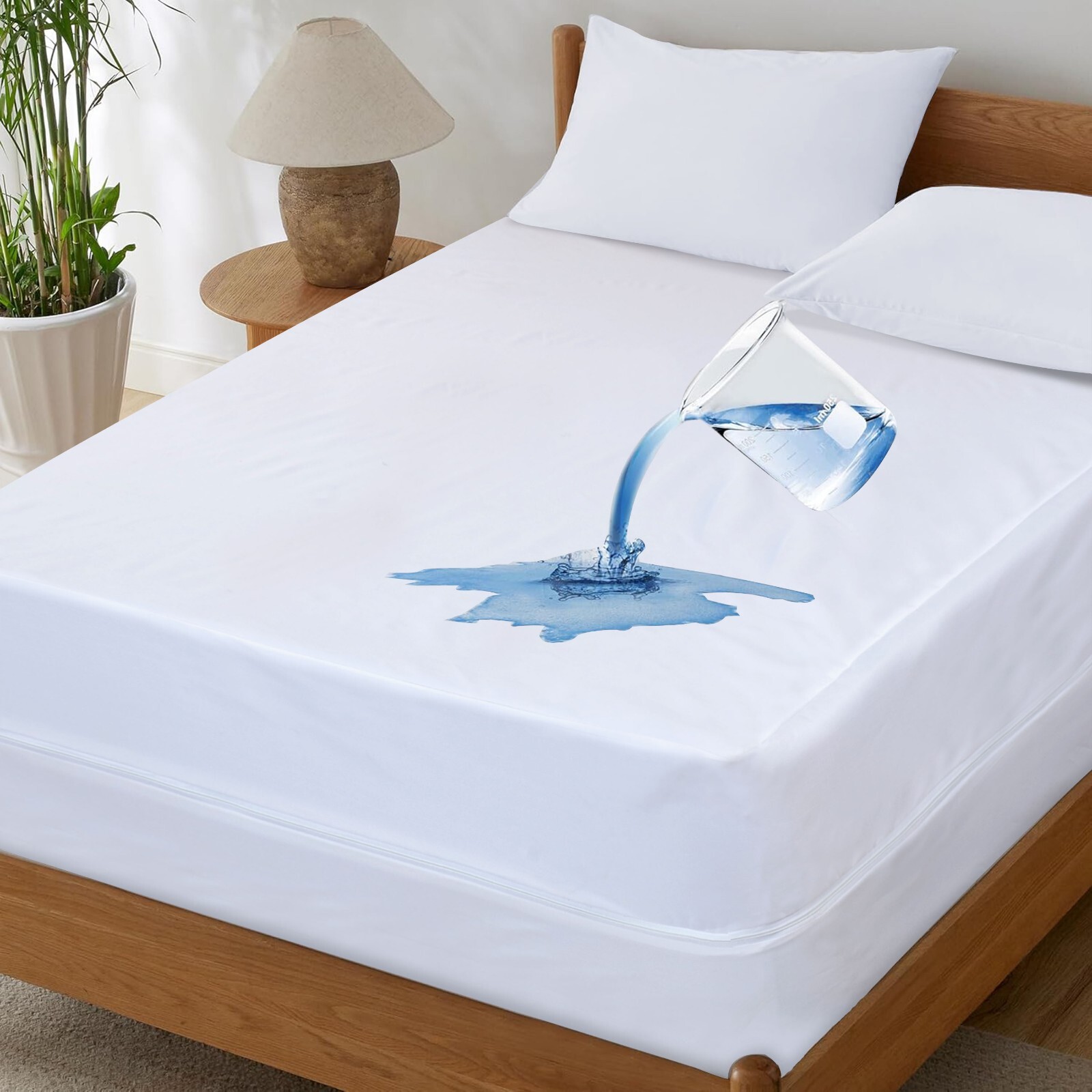 Zippered Mattress Encasement Waterproof Bed Bug Mattress Protector Cover Pad