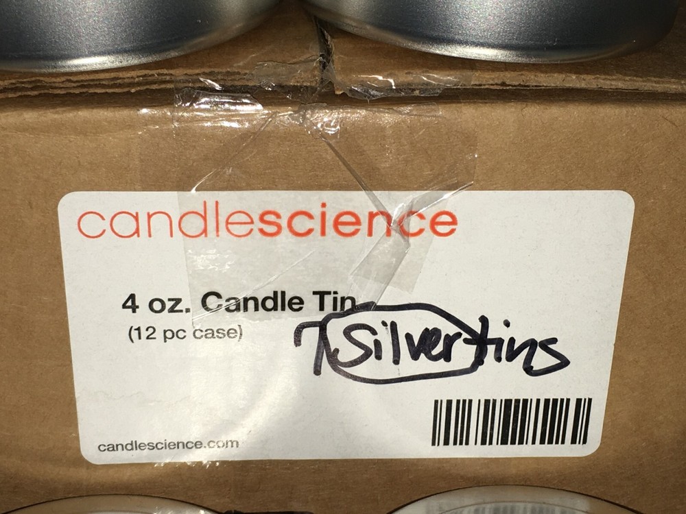 CandleScience - 4 oz. Candle Tin With Lid - Silver - 7 Count