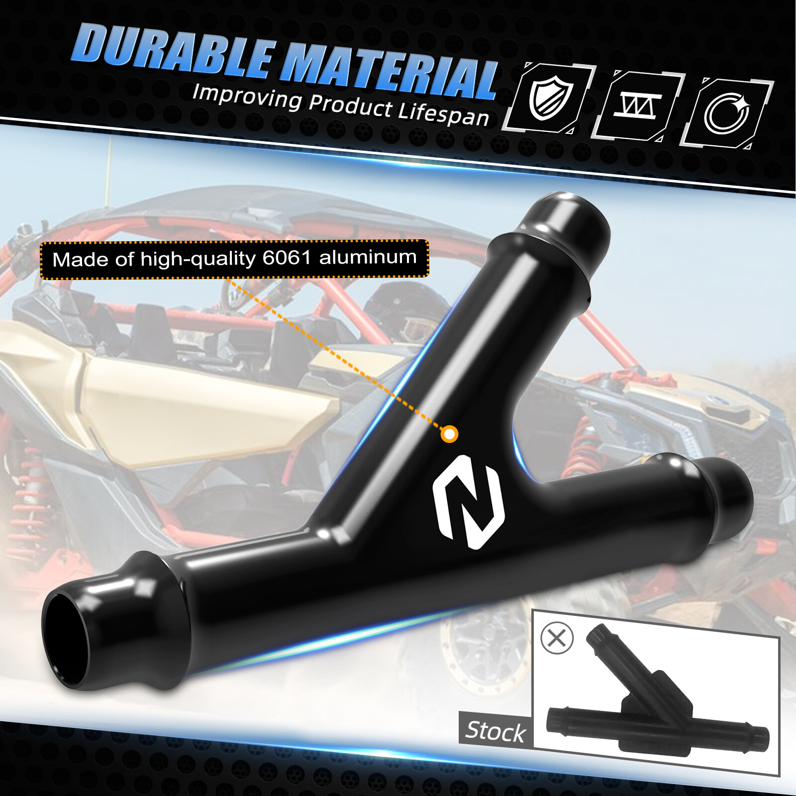 Y Fitting Connector Adapter With Clamps For Can-Am Renegade 1000R 800R 570 500