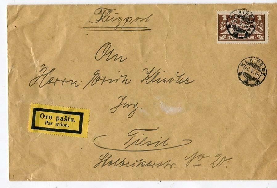 Lithuania 1926 Large Cover Single Usage  Klaipeda  4537