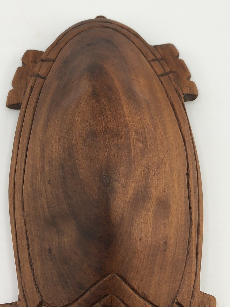 VINTAGE HAND CARVED Stained Solid WOOD TURTLE Minimal Clean Design 6”