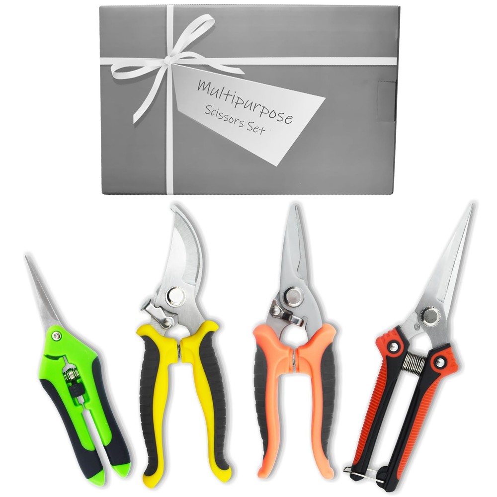 Renashed 4 Pack Garden Pruning Shears Scissors Set, Stainless Multi-color