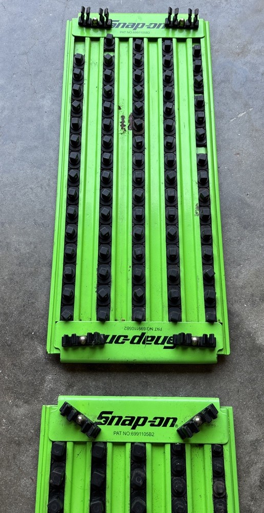 (2) Snap-On Tools 20” Combination Drive Lock-A-Socket Tray Green