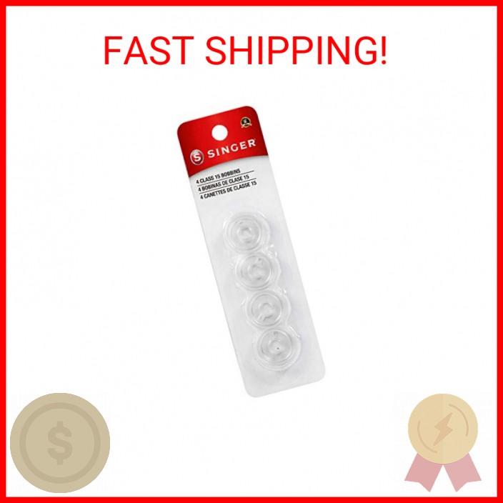 Singer Bobbins Class 15 Transparent, 4-Count