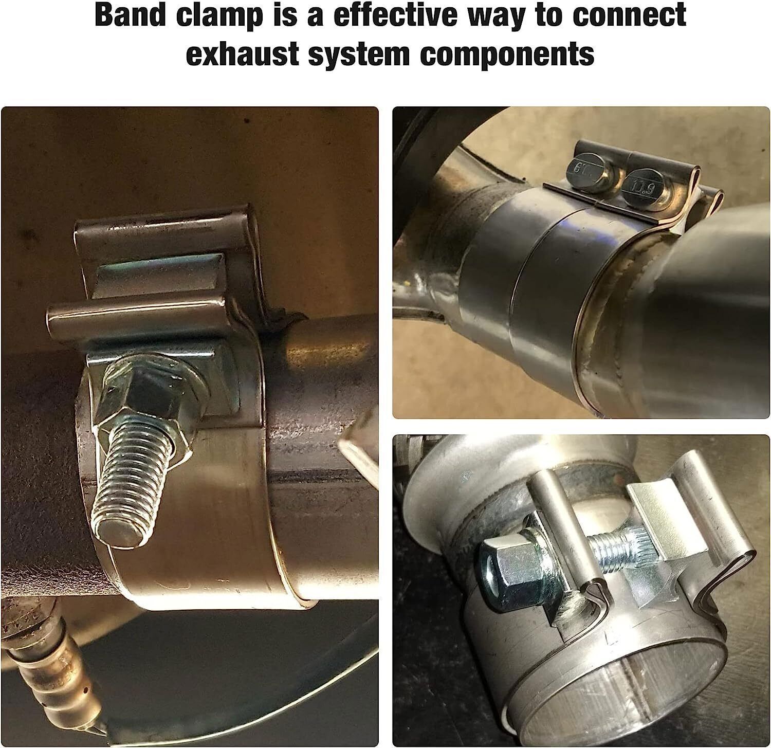 2PCS 2" Inch Narrow Band Exhaust Clamp Lap Joint T409 Stainless Steel 2 in