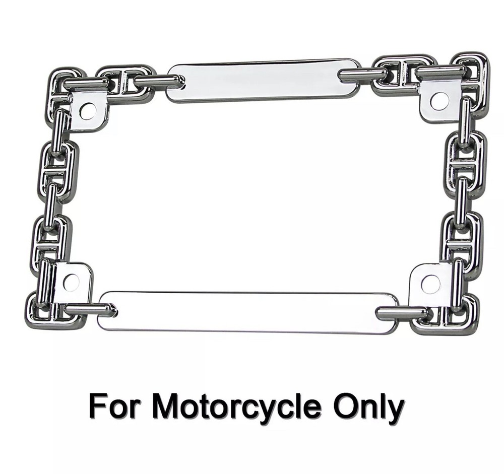 Chrome Chain Link Motorcycle License Plate Frame