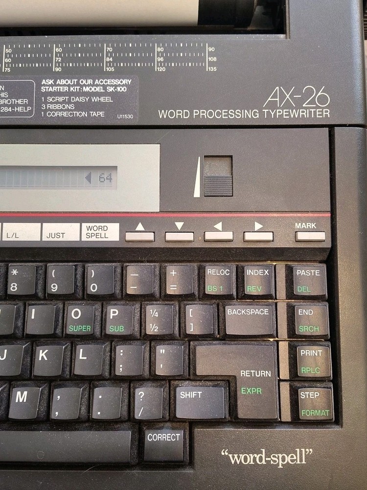 Brother AX-26 Electronic Typewriter Word-Spell Processing Tested & Working