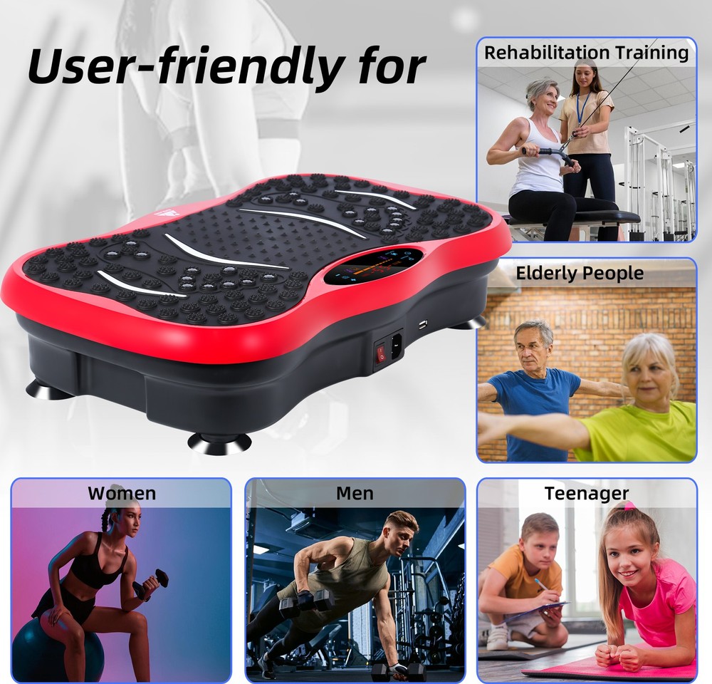 Vibration Plate Exercise 330LBS Whole Body Workout Vibrating Platform Bluetooth