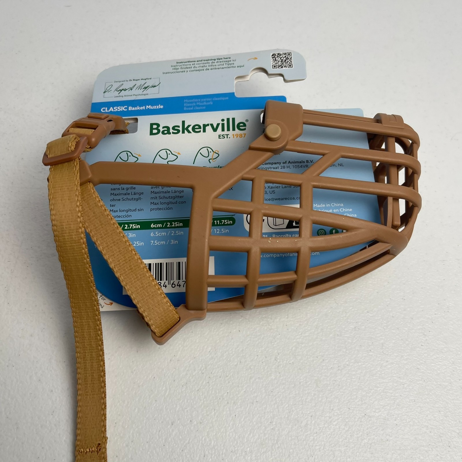 Baskerville Classic Basket Muzzle - Prevents Biting and Food Waste Scavenging,