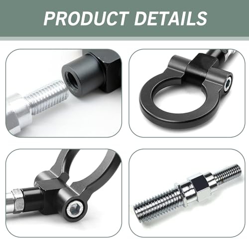 1 PC Car Front Bumper Tow Hook Pull Ring, Foldable Screw-in Structure Tensile