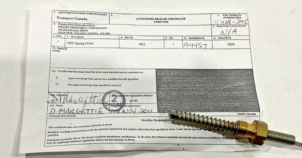 P/N: 2852 CHT Spring Probe (NOS)