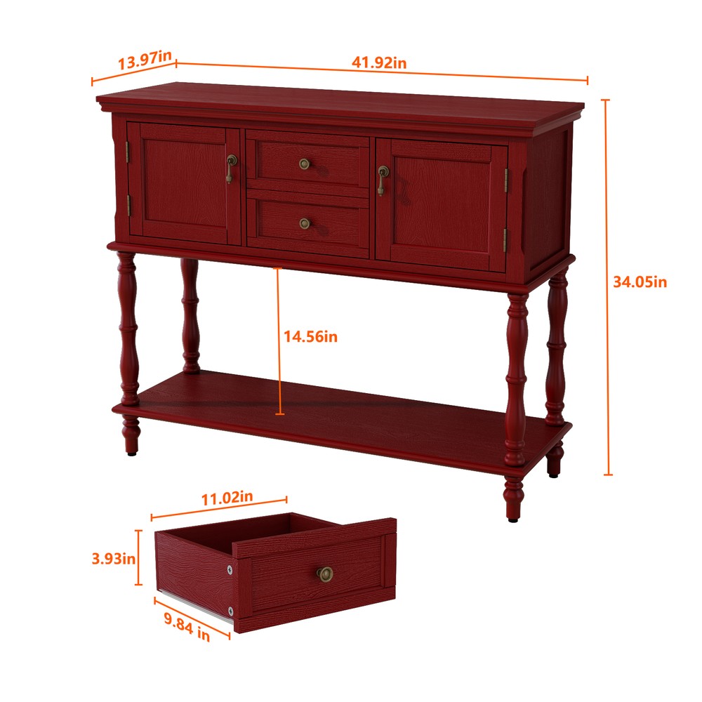 Sideboard Storage Dining Buffet Cabinet Console Table with Shelf&Drawers Red