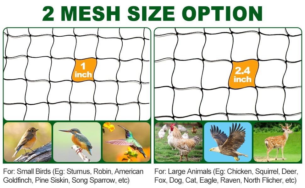 Premium Aviary Netting 25x50 FT – Heavy Duty Nylon Bird Net with 1" Mesh
