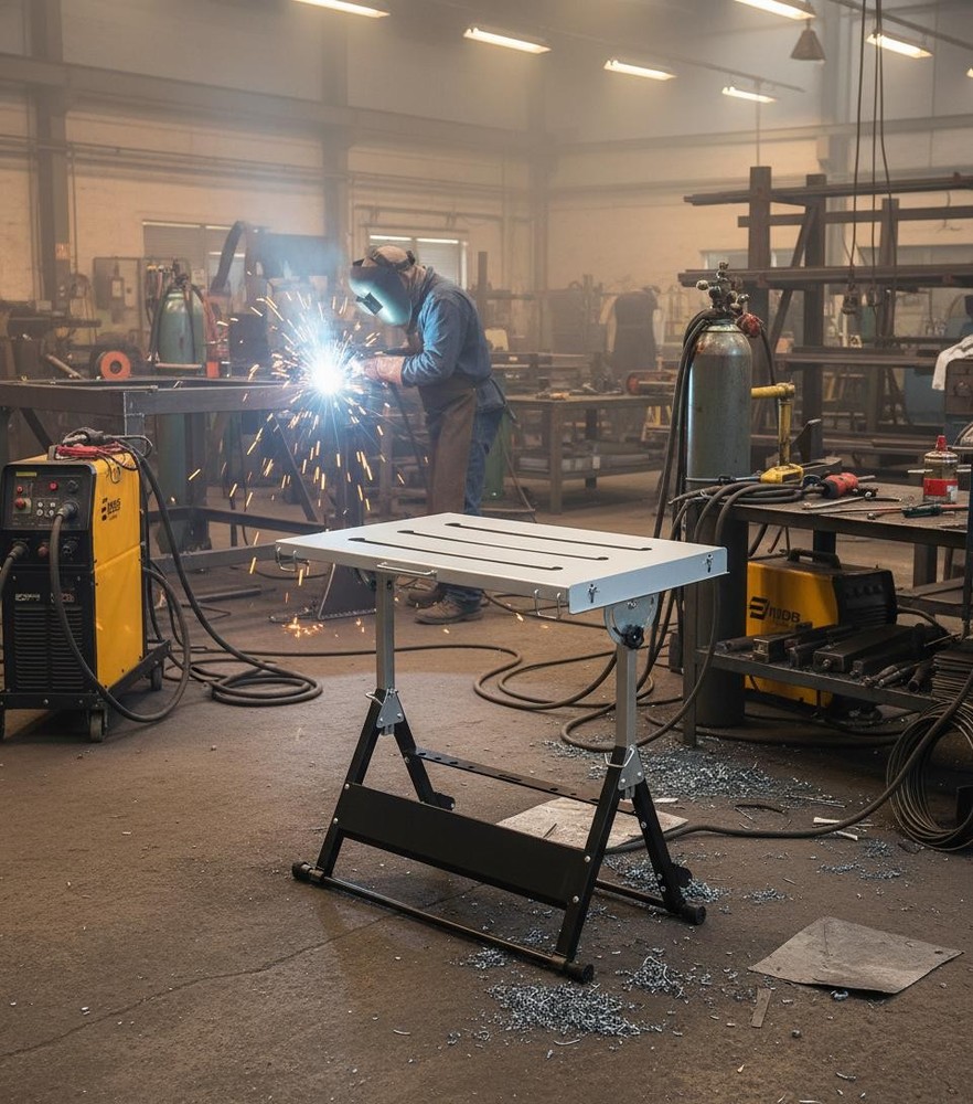 Folding Welding Table 3 Adjustable Tilt Angles Duty Portable Welding Workbench