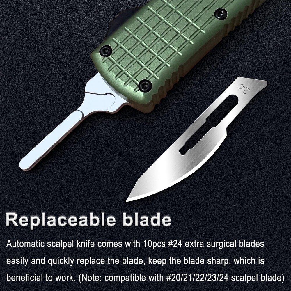 Automatic Utility Knife Push Button, EDC Pocket Boxcutters With Clip, Double ...