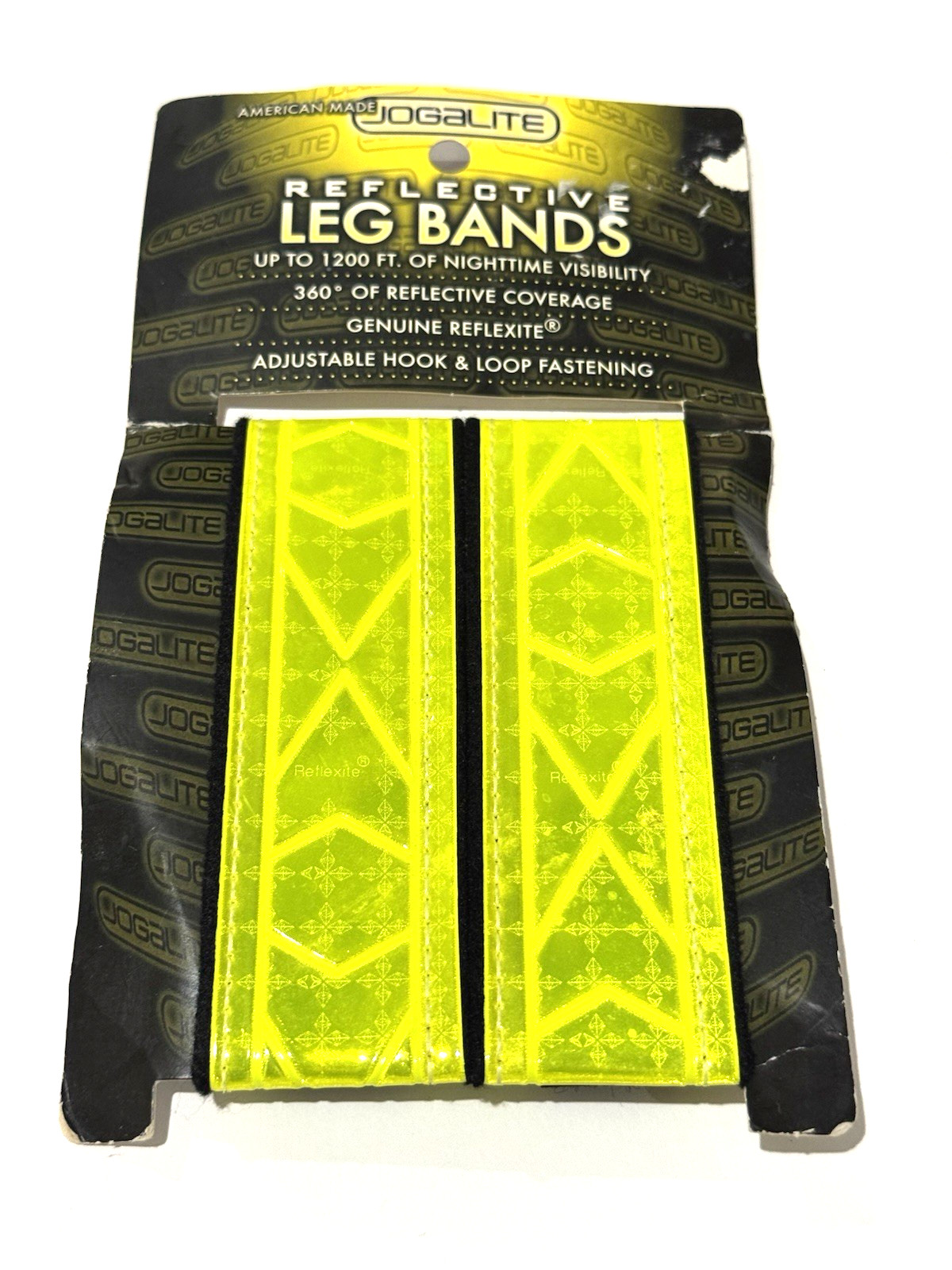 Jogalite Reflective Leg Bands Workout Walking Safety Yellow Work USA NEW READ