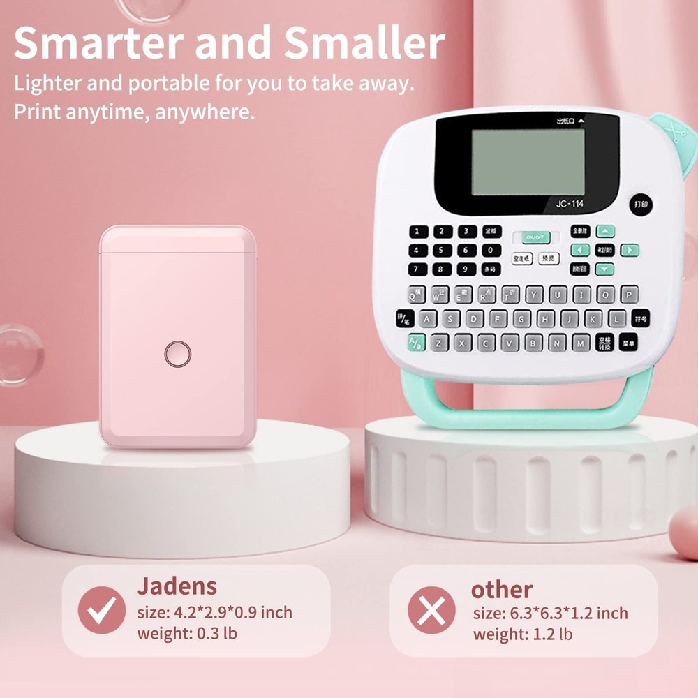 JADENS Label Maker Machine with Tape, Portable Bluetooth Label Printer for St...