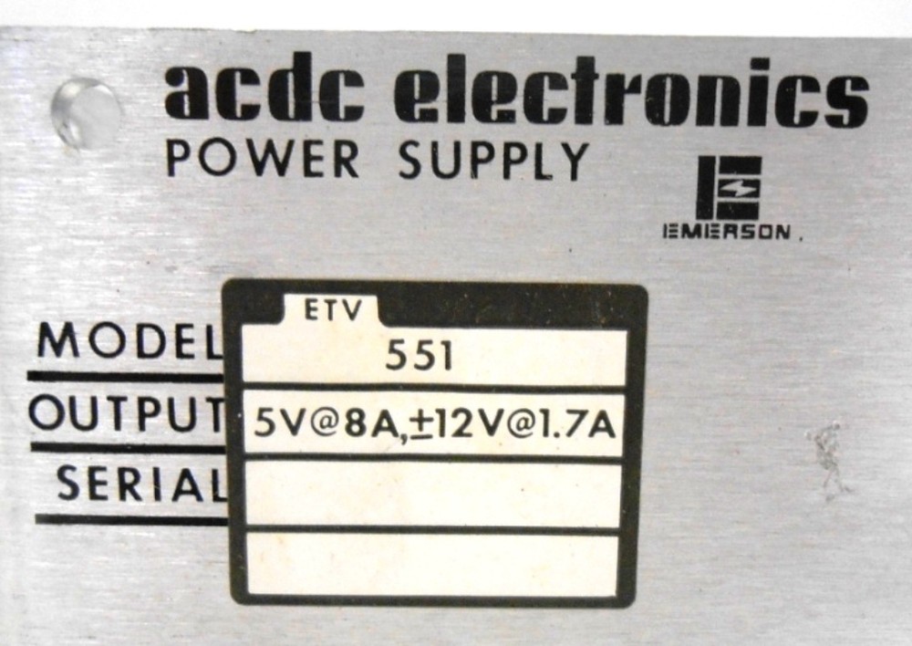 ACDC ELECTRONICS, POWER SUPPLY, ETV 551, 1.7/8 AMPS