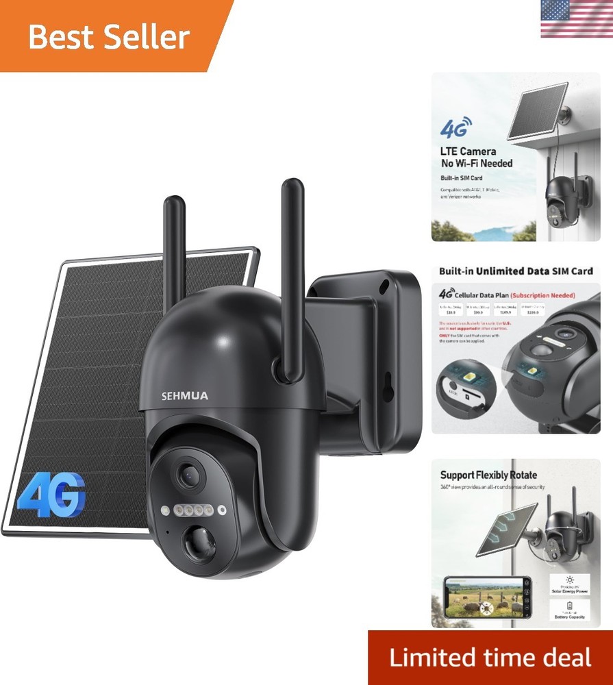 360° View Solar Security Camera - Cellular Connectivity & Water-Resistant Design