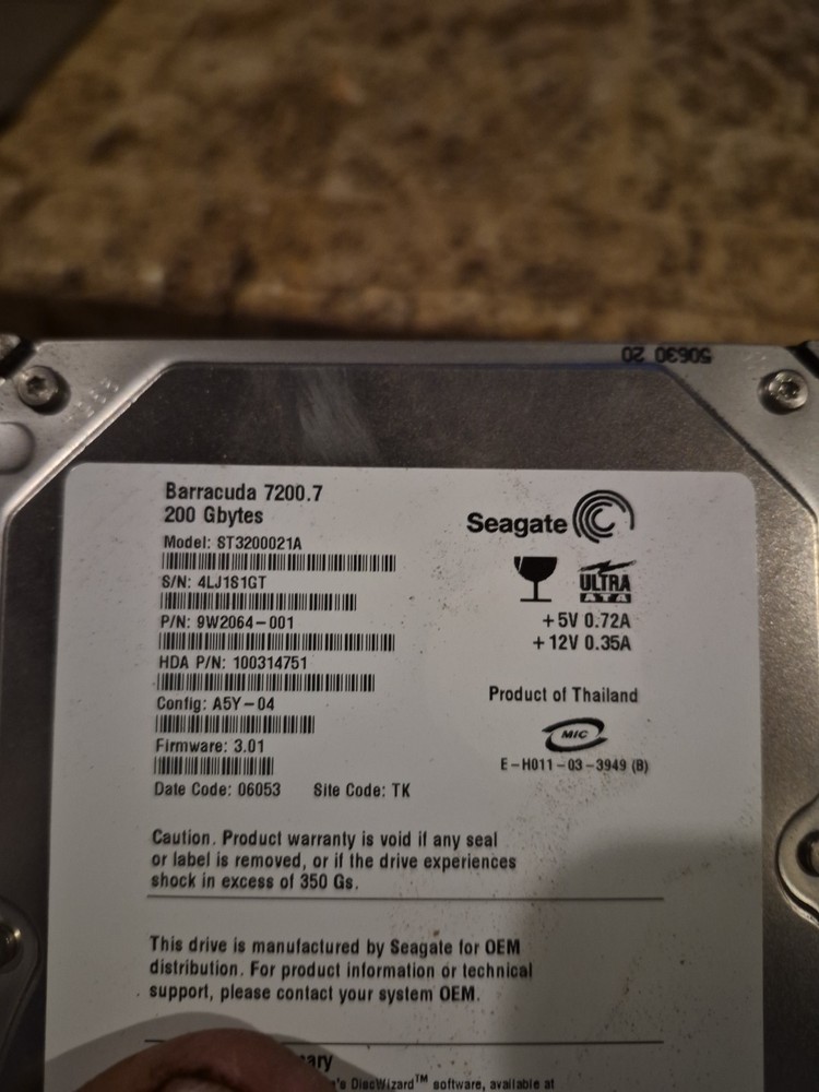seagate external hard drive 200 Gb From Computer