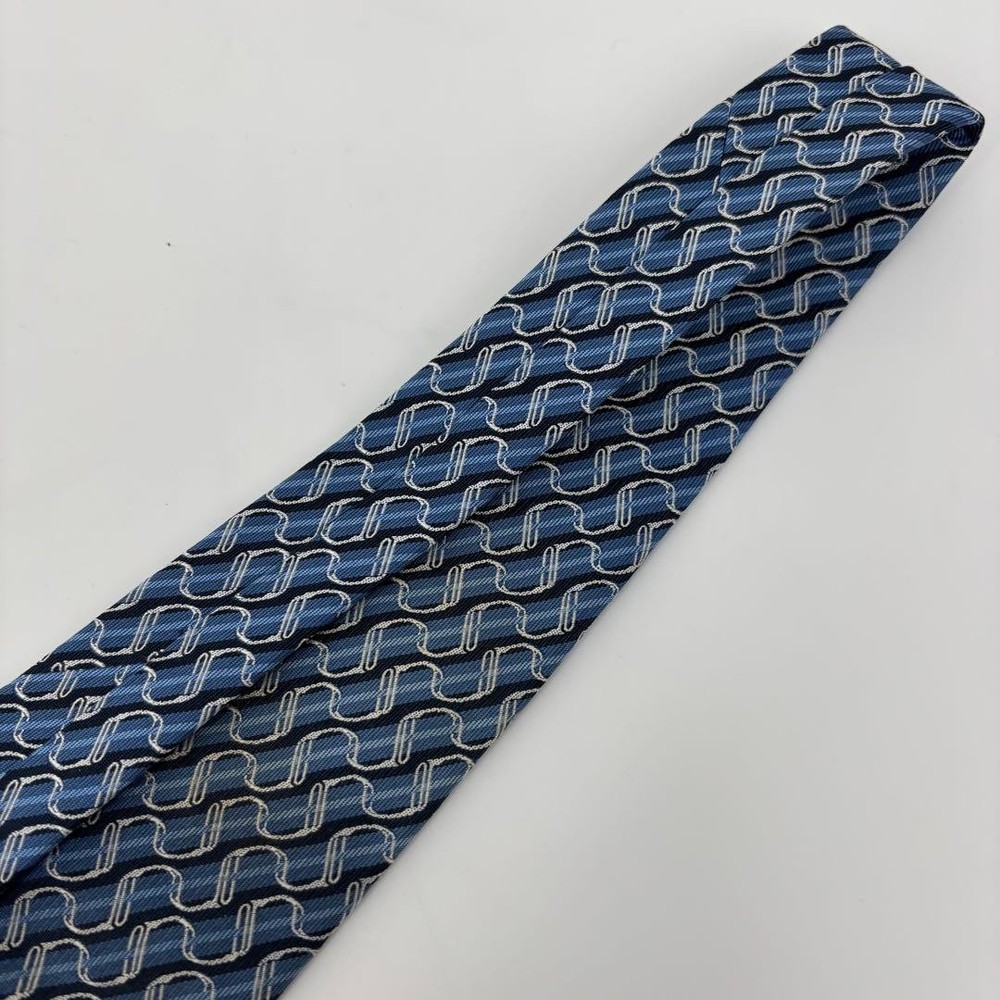 HERMES Tie Wave Total Pattern Light Blue SILK 100