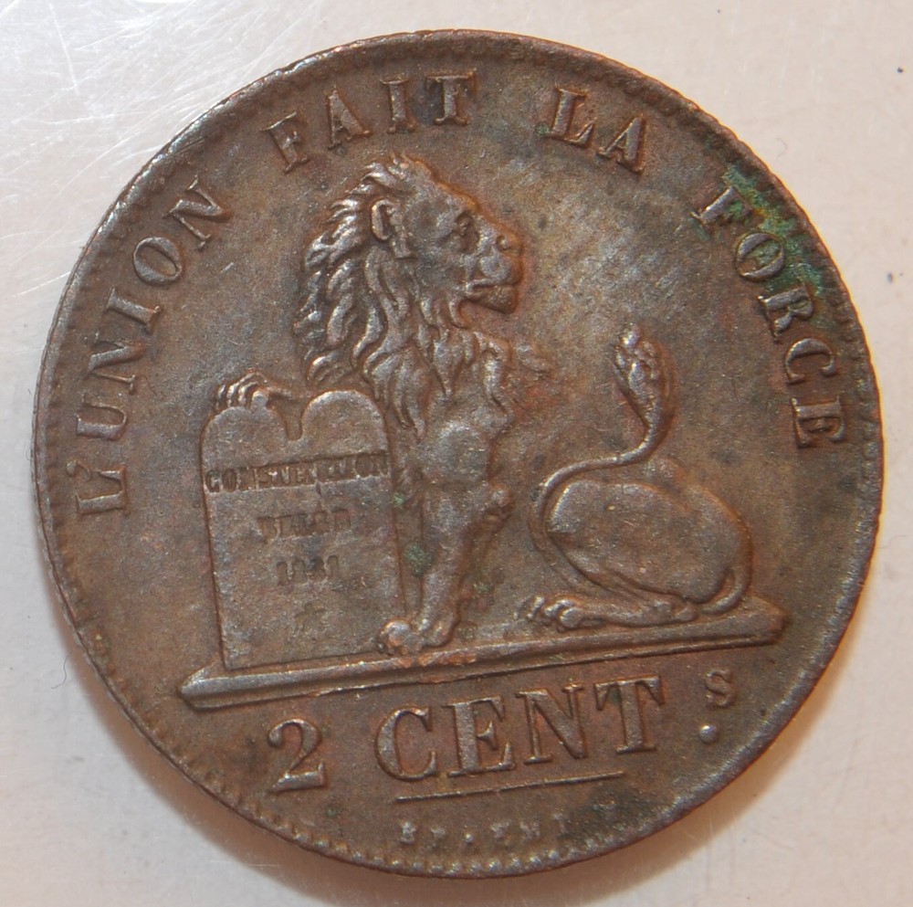1845 Belgium 2 Cents