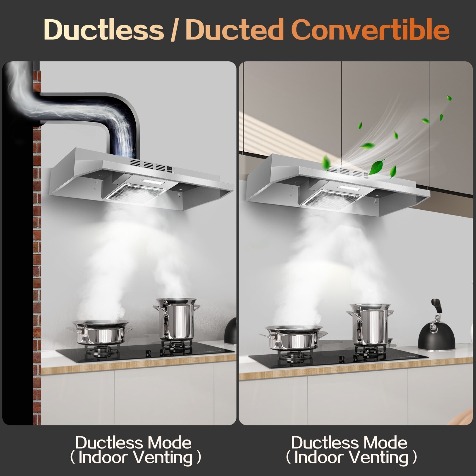 Kitchen 36in Under Cabinet Range Hood 280CFM Cook Fan Stainless Steel w/LED Vent