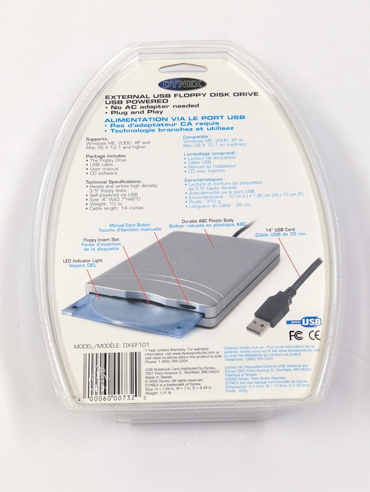 Dynex DX-EF101 3.5" External USB Floppy Disk Drive