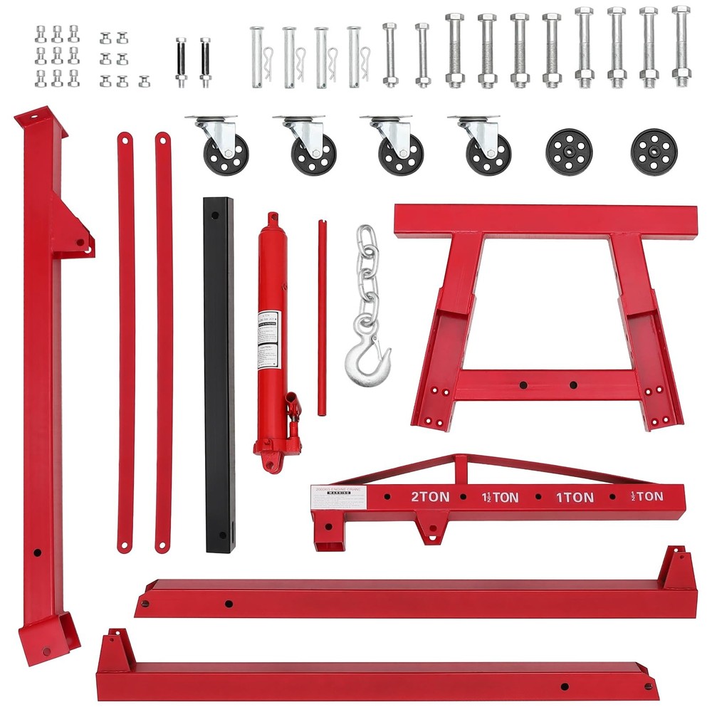 ⭐2Ton Folding Hydraulic Engine Hoist,Heavy Cherry Picker w/6 Wheels for Workshop