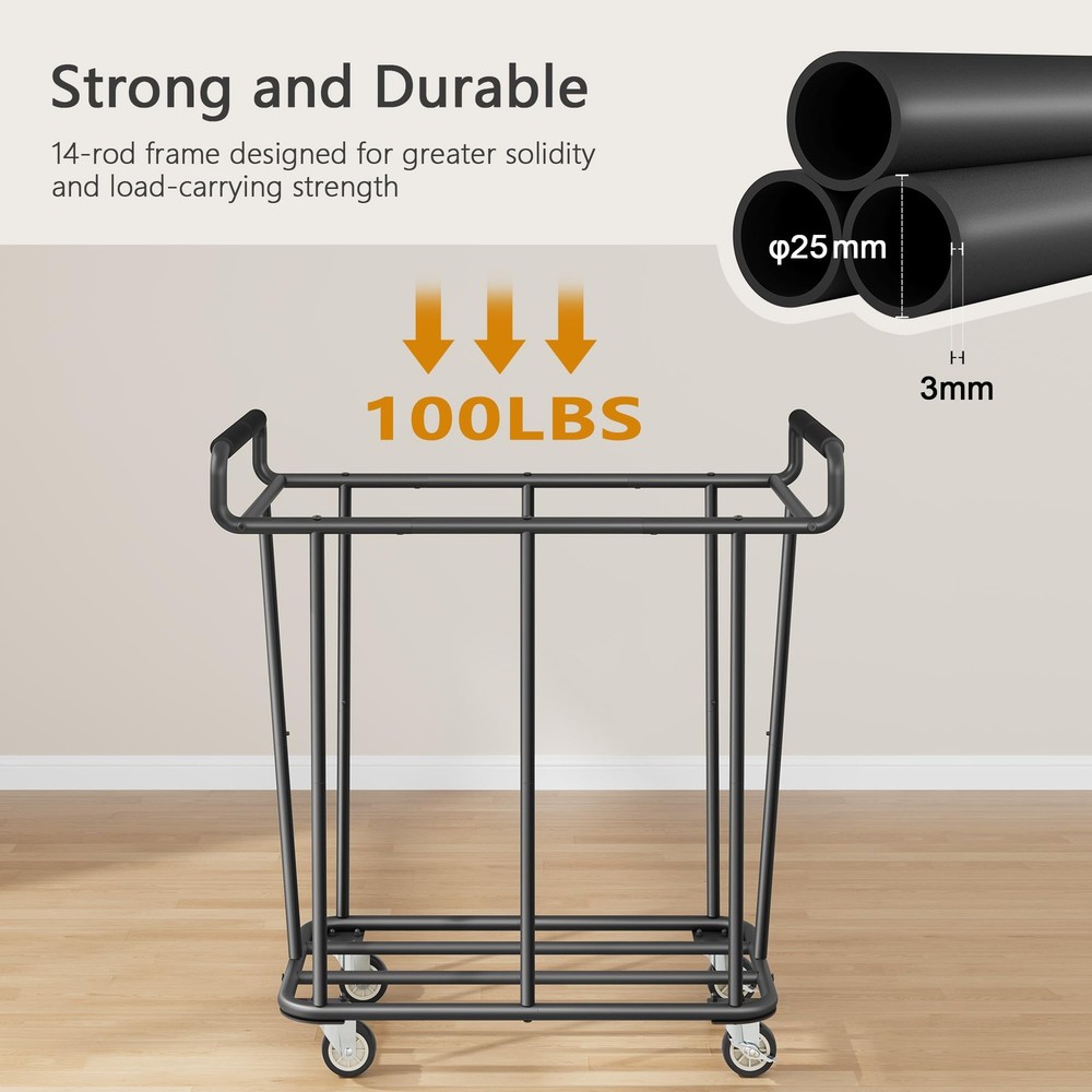 Large laundry hamper with Wheels, 360L 3 Bag Big Rolling Laundry Hamper Sorte...