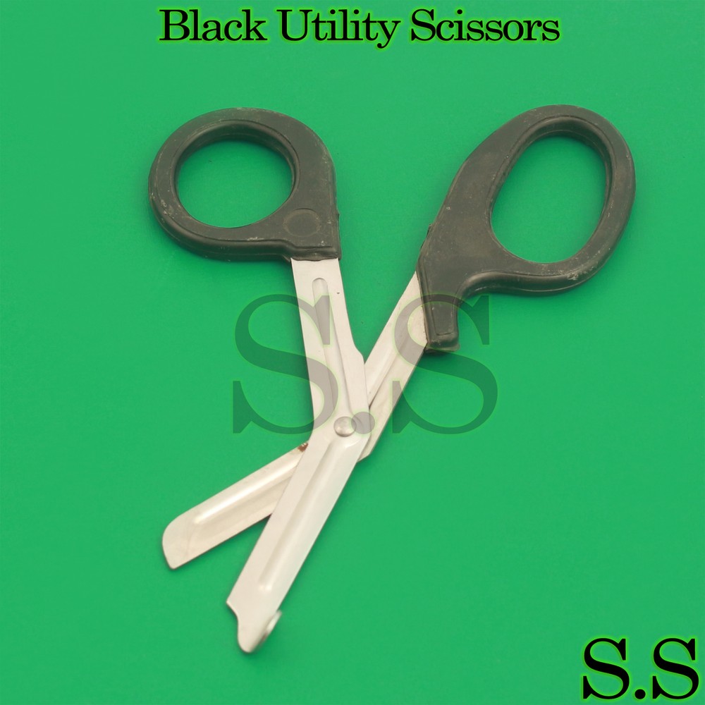 Black Utility Scissors 5.5" & 7.25" Multi-Purpose DIY EMS Universal 2 Shears Set