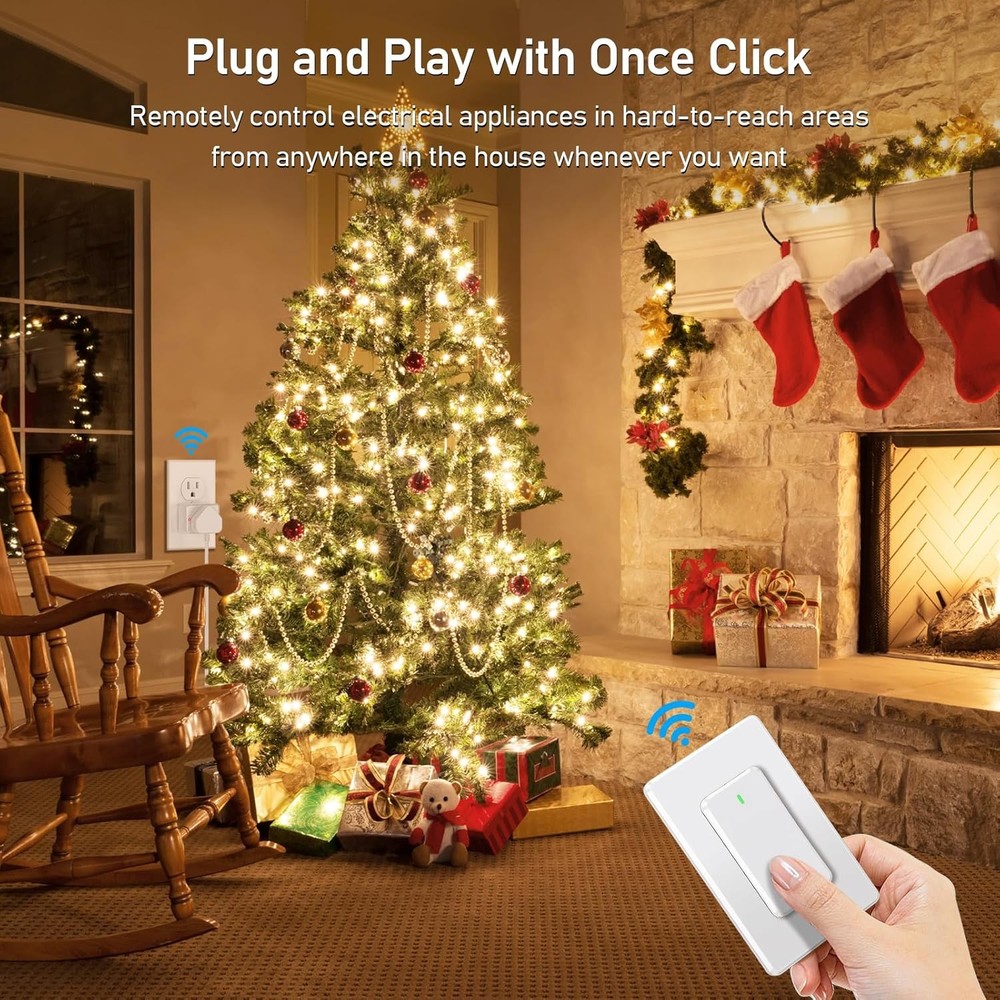 2 Pack Remote Control Outlet Plug, 15A Wireless Light Switch Kit