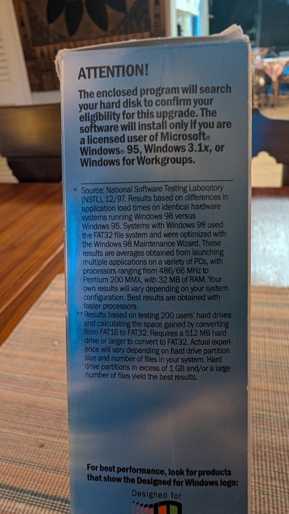 Microsoft Windows 98 Upgrade Second Edition Vintage - CD and Key Code