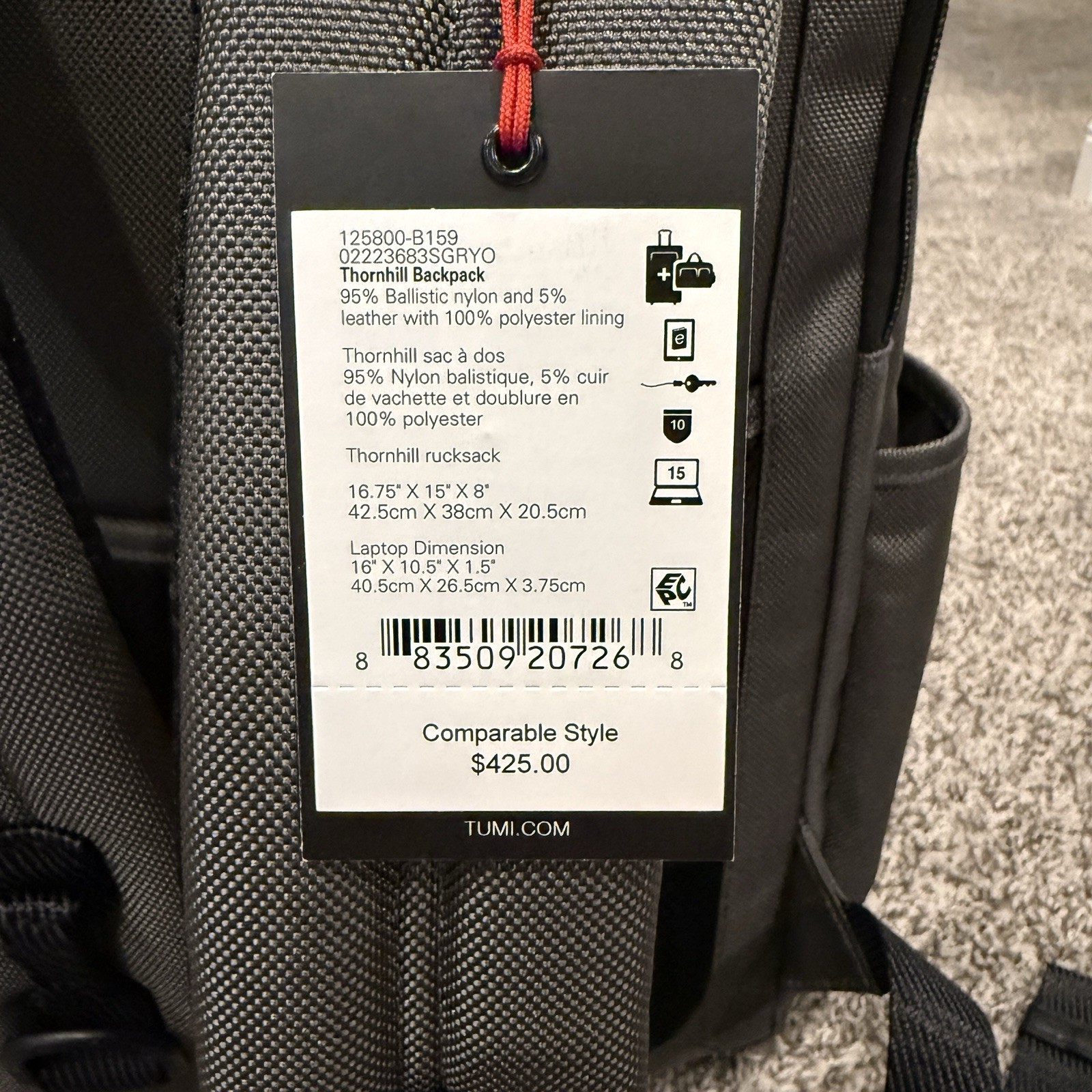 Tumi Fremont THORNHILL Backpack & 22” Vaporr international 22” Carry On Combo