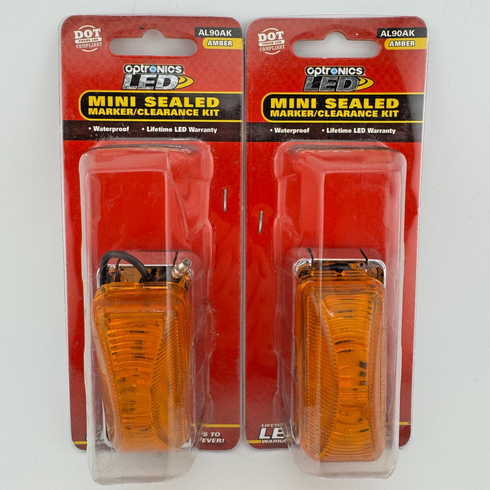 AL90 Series Yellow Rectangular Snap-in Mount LED Clearance Marker Lights -2 Pack