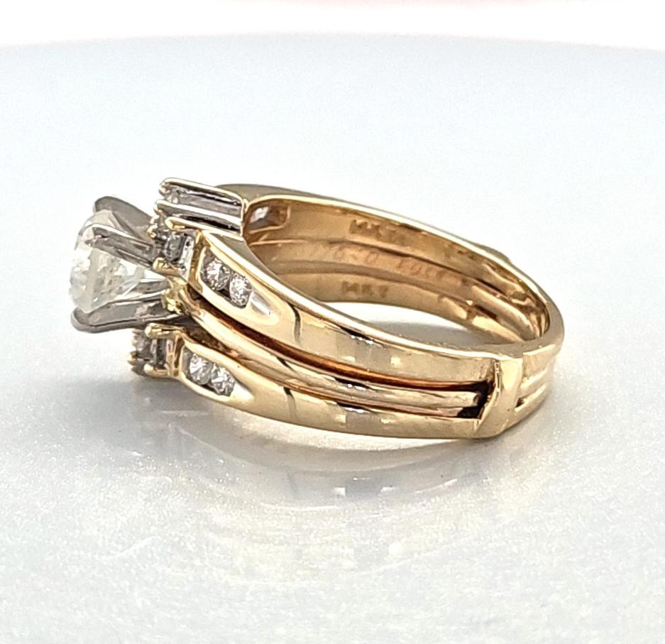 14K Yellow Gold Ladies 1.04CT Center Diamond Wedding Ring Set 7.3G S (MAC000216)