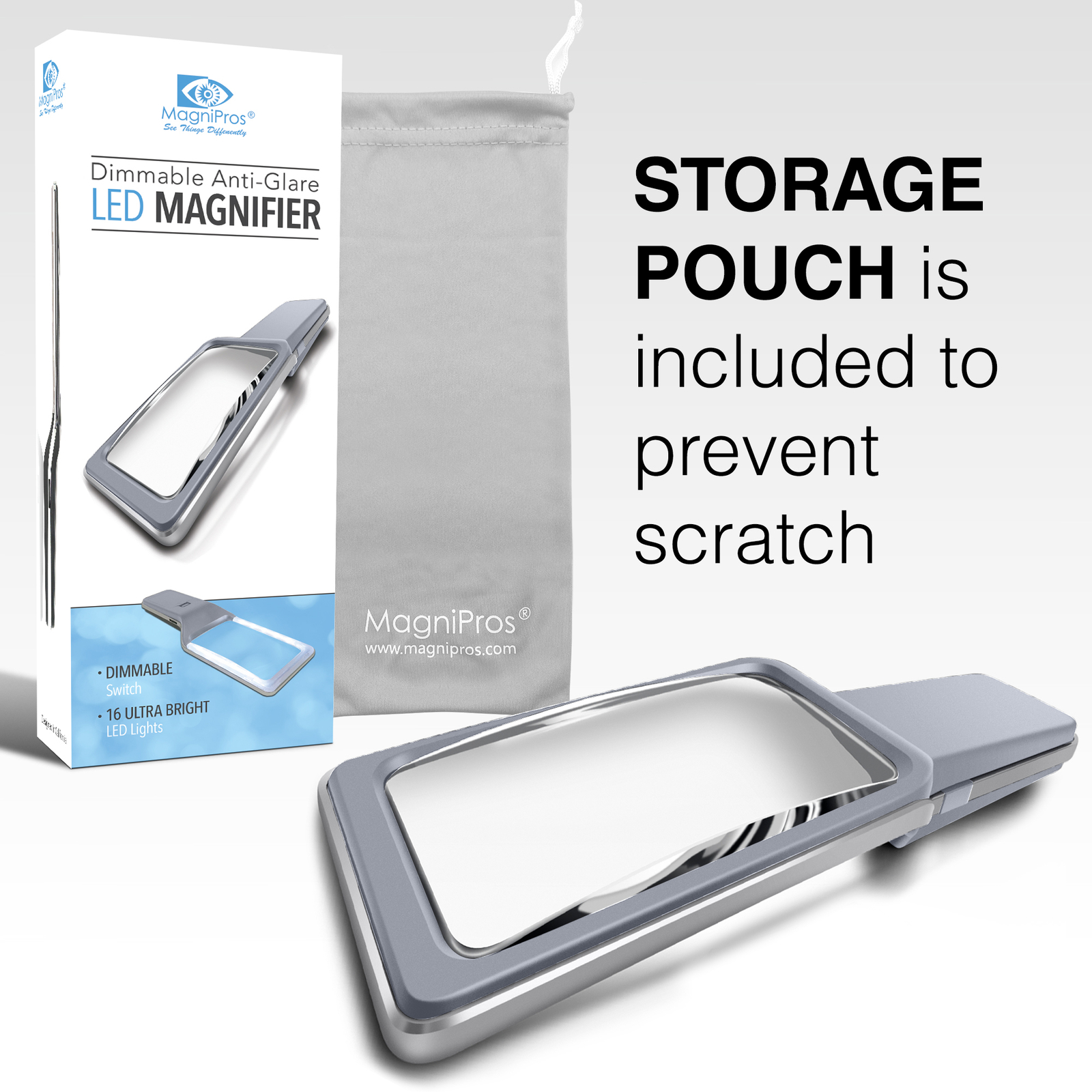 MAGNIPROS 6X (600%) Magnifying Glass with 3 Color Light Modes for Low Vision