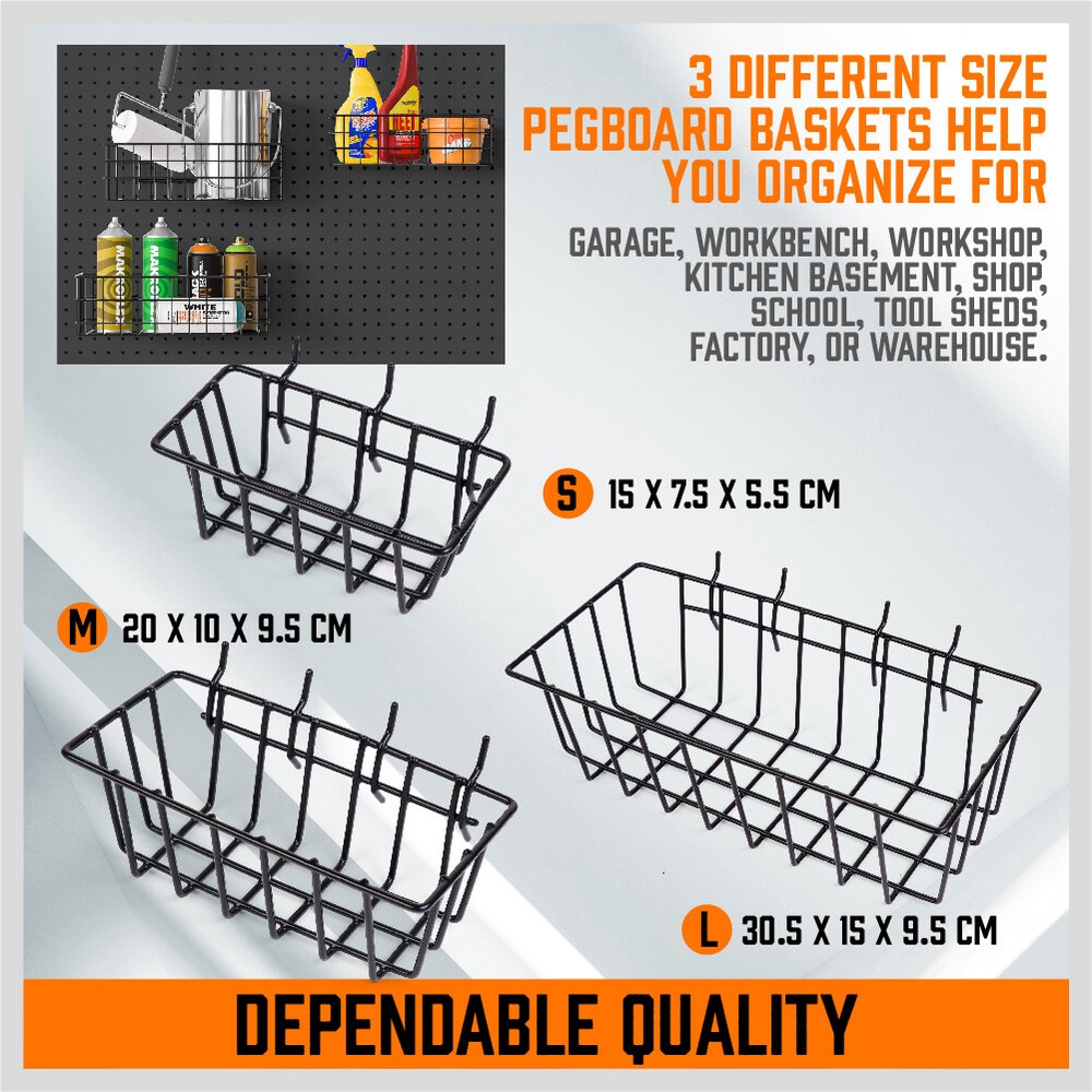 127-Pc Pegboard Hooks Set Assortment with 3 Baskets Organizing 4 Small Pegboard