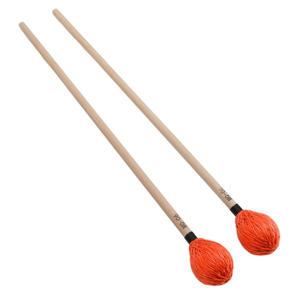 1 Pair Medium Hard Marimba Mallets For Percussion Playing Orange Excellent