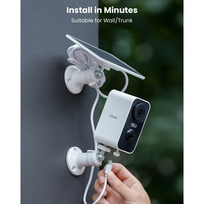 2K Wireless WiFi Night Vision Solar Powered Security Camera，rechargeable battery