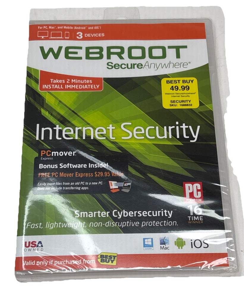 Webroot SecureAnywhere Internet Security - Full Version for Windows & Mac Disk