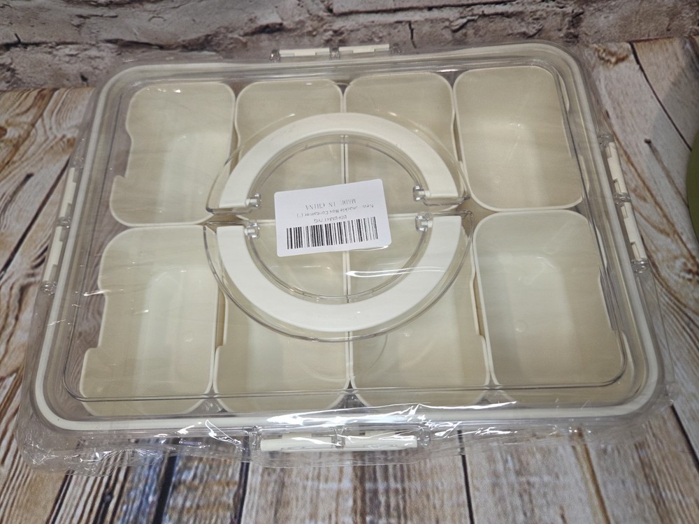 Off White Snacklebox Travel Snacks 8 Compartment With Handle