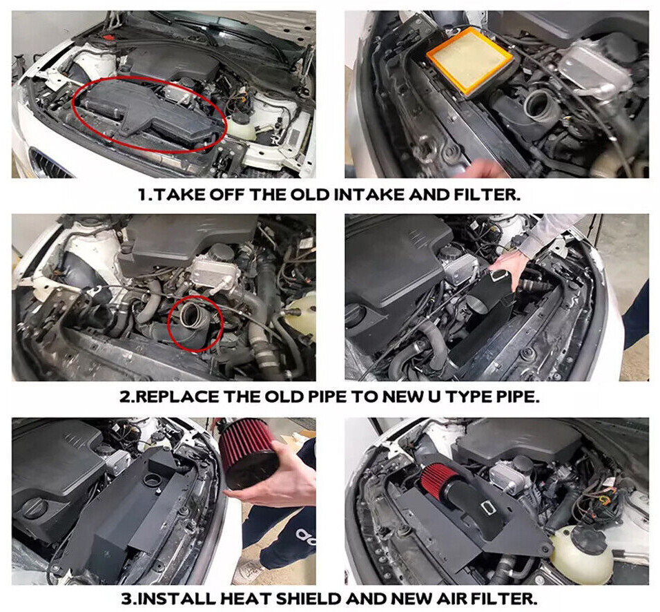 For BMW 2.0T F30 228i 320i 328i 420i 428i 12-16 Cold Air Intake System Pipe Kit
